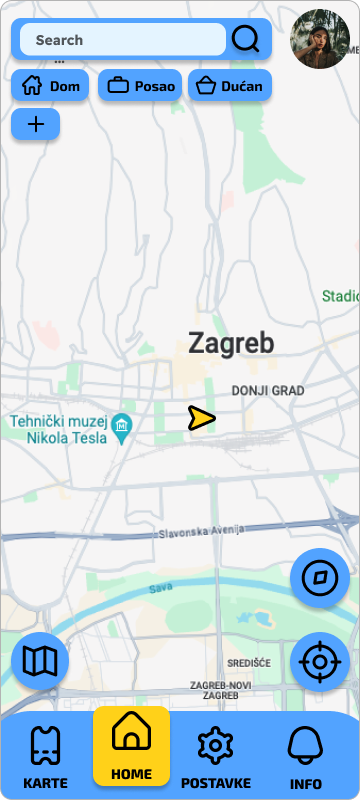CityScout Zagreb map and home screen